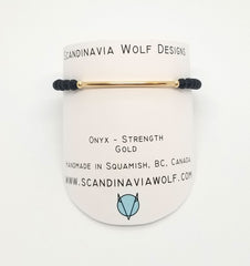 4mm Faceted Matte Onyx with Gold Bar Bracelet