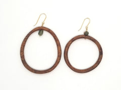The Tobermory - Cherrywood, Jasper and Gold Asymmetrical Hoop Earrings (Message for Purchase)