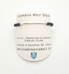 Matte Faceted Hematite Silver Bar Bracelet