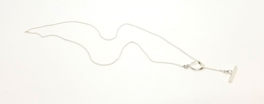 Silver Toggle Clasp Center Drop Necklace