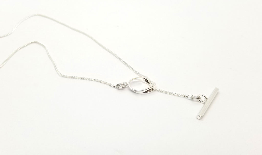 Silver Toggle Clasp Center Drop Necklace