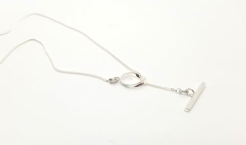 Silver Toggle Clasp Center Drop Necklace