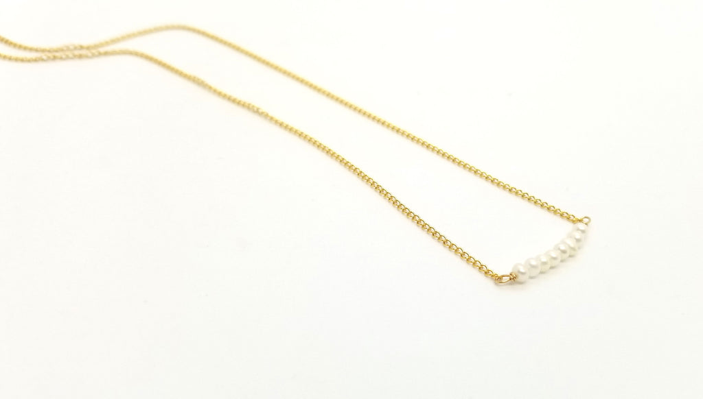 Gold Pearl Bar Necklace