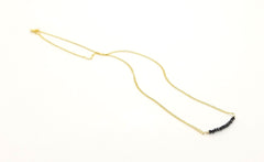 Black Spinel Gemstone Bar Gold Necklace