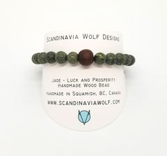 8mm Russian Jade Black Walnut Wood Bead Bracelet