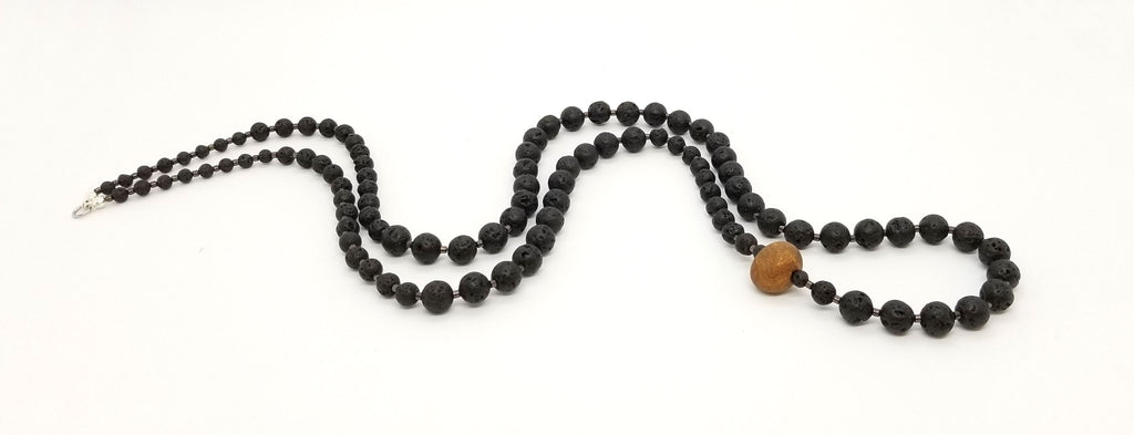 Long Lava Cherrywood Bead Necklace