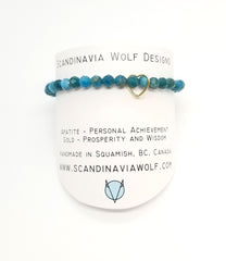 6mm Apatite Floating Gold Heart Bracelet