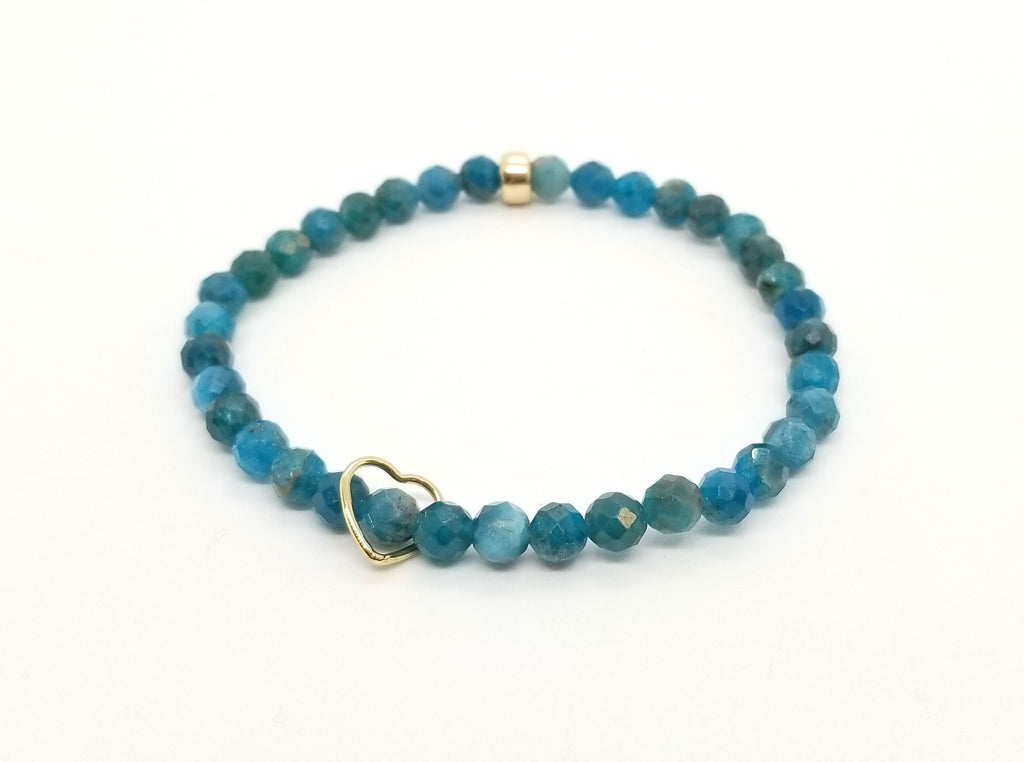 6mm Apatite Floating Gold Heart Bracelet