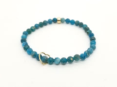 6mm Apatite Floating Gold Heart Bracelet