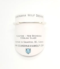 4mm Faceted Moonstone Silver Bar Bracelet