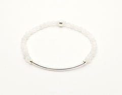 4mm Faceted Moonstone Silver Bar Bracelet