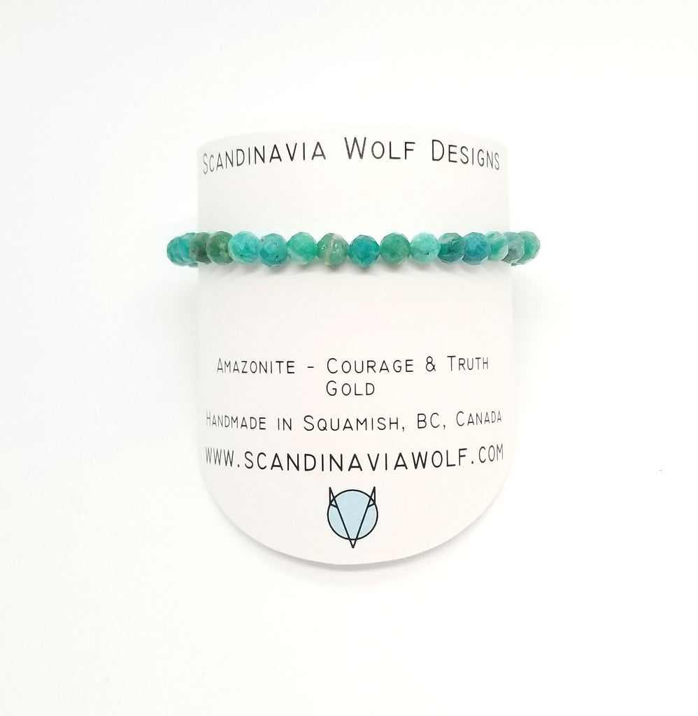 Russian Amazonite With Gold Gemstone Bracelet