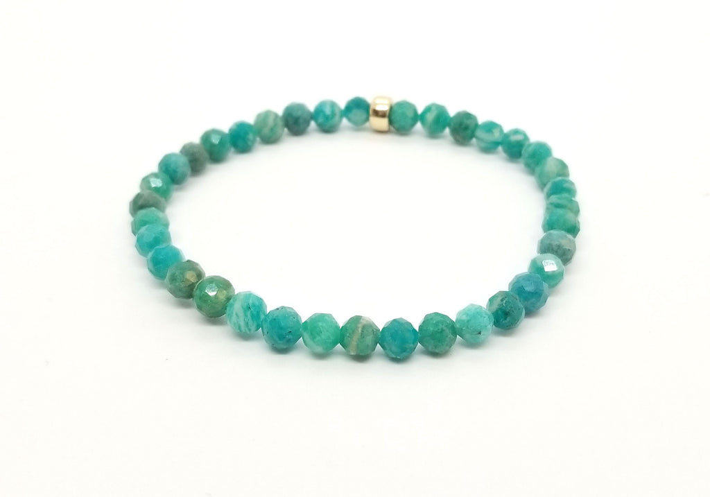 Russian Amazonite With Gold Gemstone Bracelet