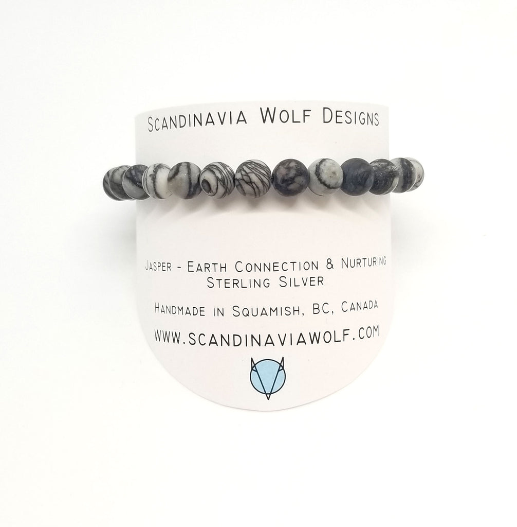 Spiderweb Jasper With Silver Gemstone Bracelet