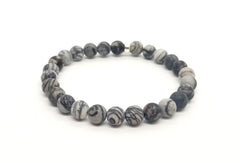 Spiderweb Jasper With Silver Gemstone Bracelet