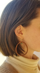 The Tobermory - Cherrywood, Jasper and Gold Asymmetrical Hoop Earrings (Message for Purchase)