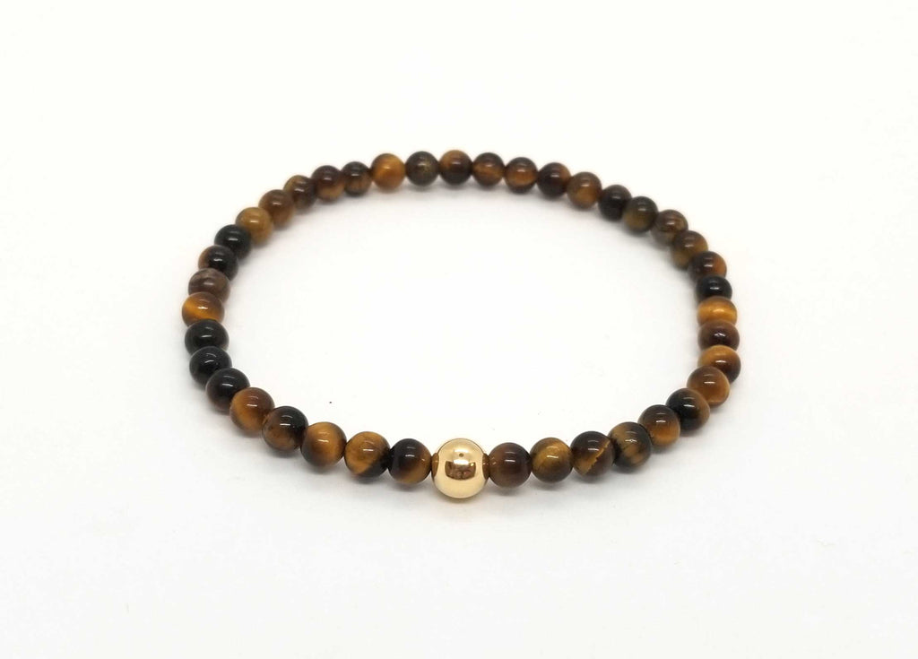Tiger's Eye Gold Bead Bracelet
