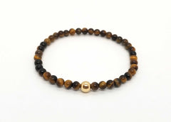 Tiger's Eye Gold Bead Bracelet