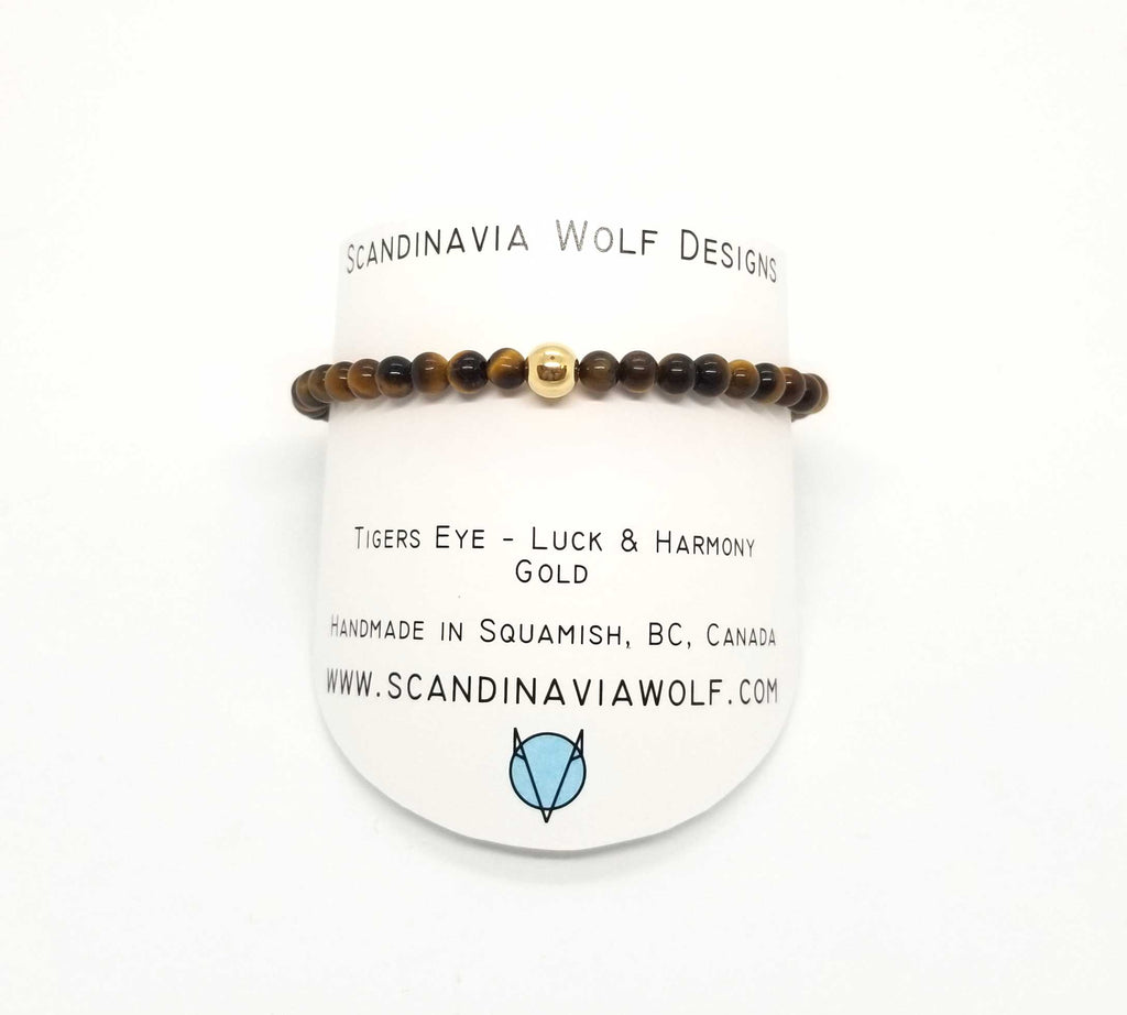 Tiger's Eye Gold Bead Bracelet