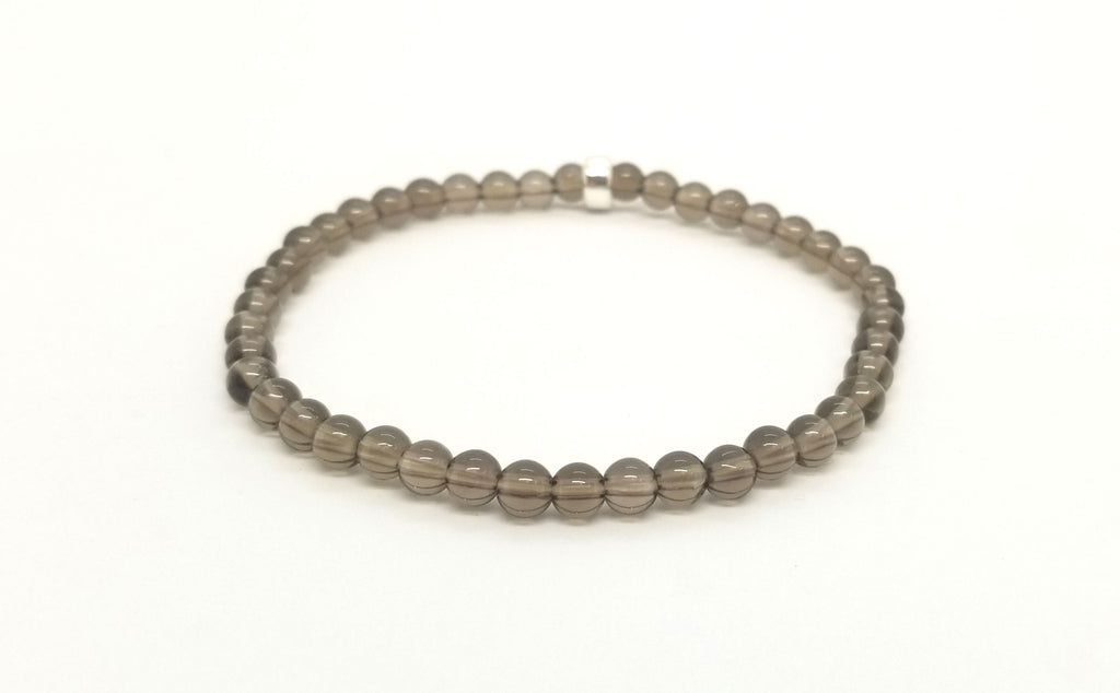 4mm Smoky Quartz Silver Bracelet