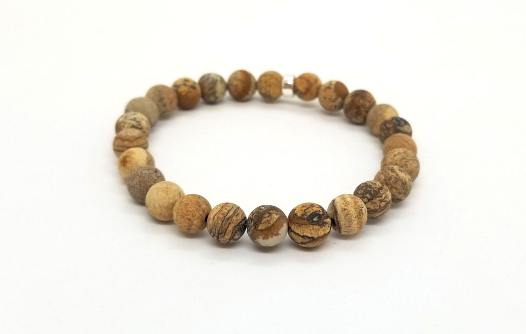 8mm Picture Jasper Silver Bracelet