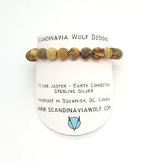 8mm Picture Jasper Silver Bracelet