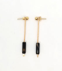 The Onyx - Gold, Bronze and Onyx Earrings