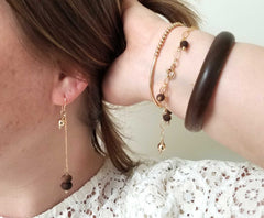 The Janaki - Black Walnut, Bronze and Gold Earrings