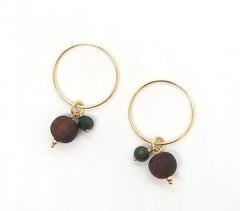 The Matley - BC Jade, Walnut and Gold Removable Charm Earrings