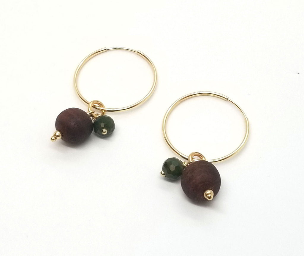 The Matley - BC Jade, Walnut and Gold Removable Charm Earrings