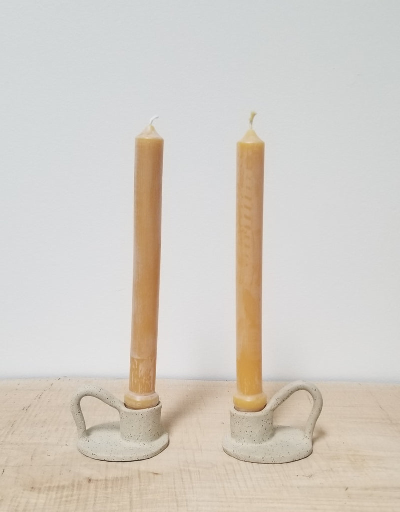 Uno Ceramic Candle Holders (Speckled Clay Raw) Made to Order