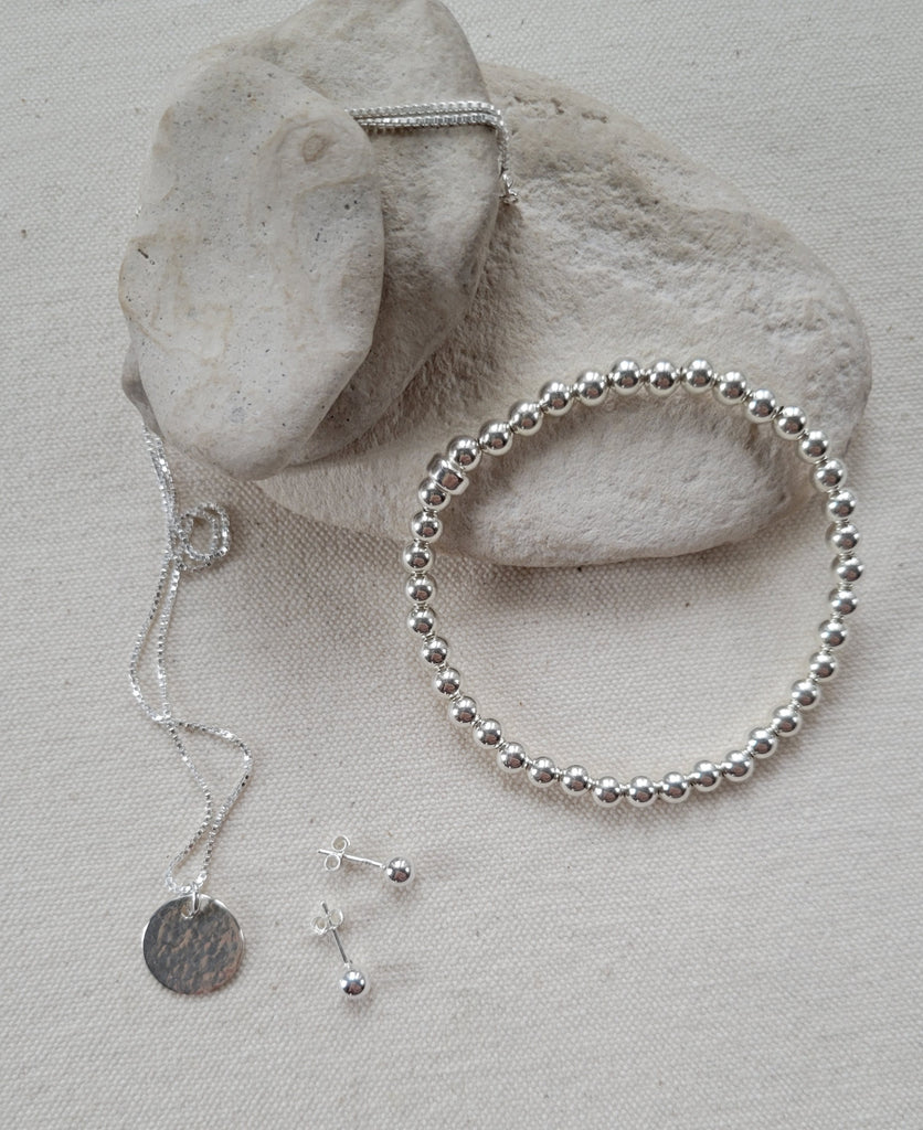 The Shimmer - Silver Hammered Medallion Charm Necklace