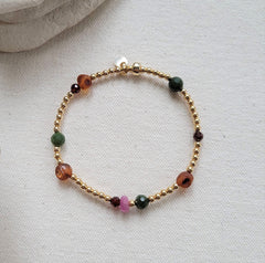 The Aphrodite Goddess - Ruby Jade Amber Garnet Gold Bracelet