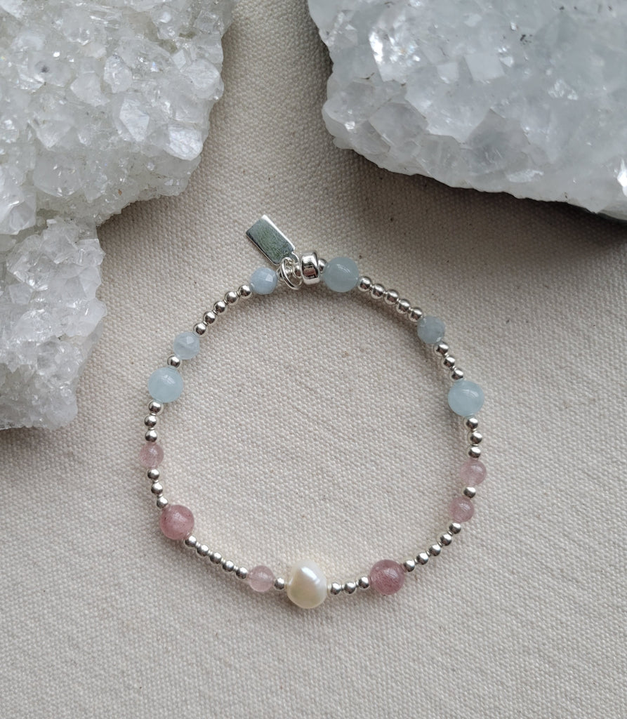 The Transgender Pride Flag  - Multi Gemstone Silver Bracelet