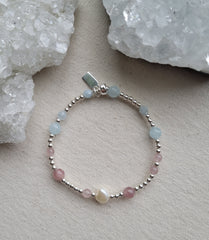 The Transgender Pride Flag  - Multi Gemstone Silver Bracelet
