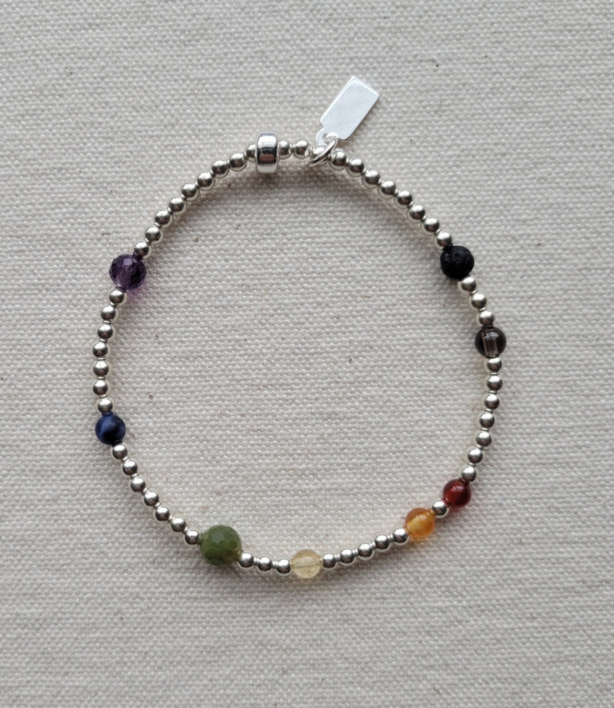 The Philadelphia Pride Flag - Multi Gemstone Silver Bracelet