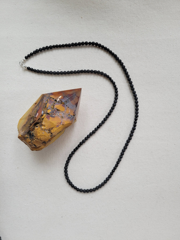 Swan Song - Lava Onyx Silver Necklace Wrap Bracelet