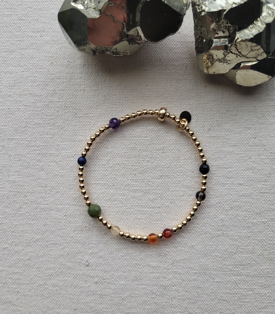 The Philadelphia Pride Flag - Multi Gemstone Gold Bracelet