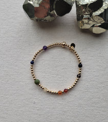 The Philadelphia Pride Flag - Multi Gemstone Gold Bracelet