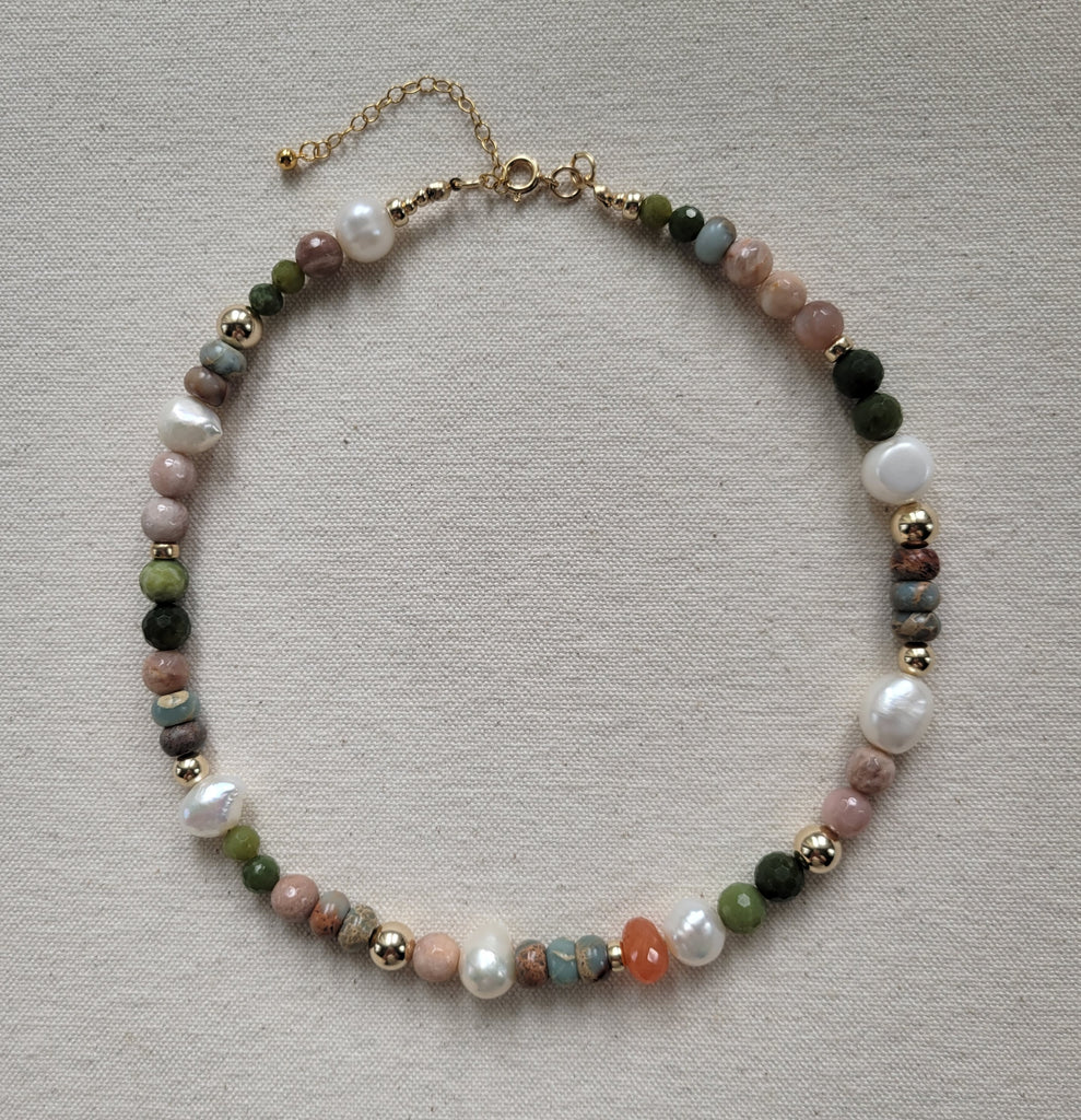 The Seventies Vibe - Multi Gemstone Gold Necklace