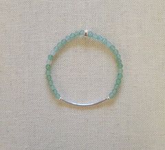 4mm Faceted Aventurine Silver Bar Bracelet