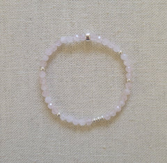 4mm Scattered Rose Quartz Silver Bracelet