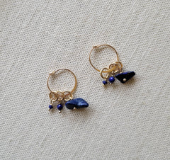 Lapis Lazuli Gold Triple Removable Charm Earrings