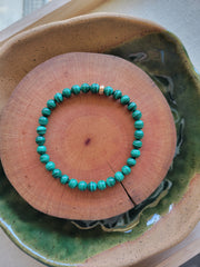 6mm Malachite With Gold Gemstone Bracelet
