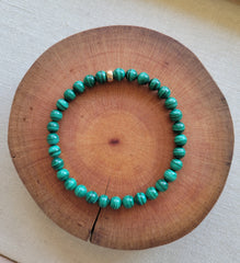 6mm Malachite With Gold Gemstone Bracelet