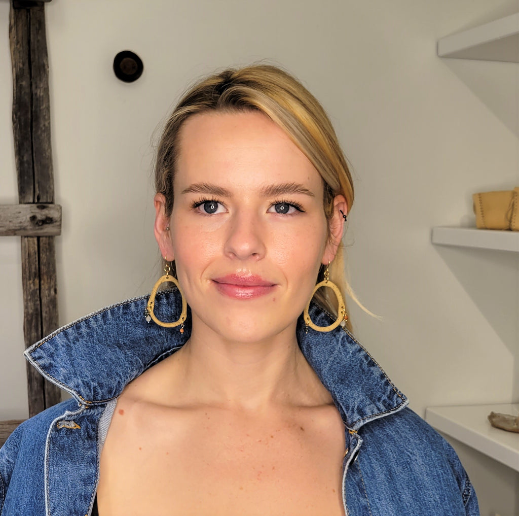 The Florence - Asymmetrical Ceramic Multi Gem Gold Hoop Earrings SOLD OUT