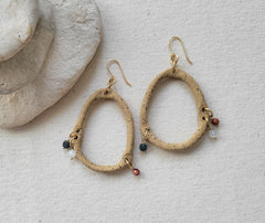 The Florence - Asymmetrical Ceramic Multi Gem Gold Hoop Earrings SOLD OUT