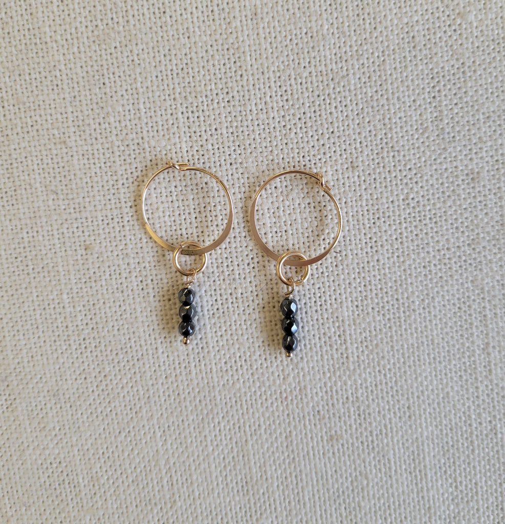 Triple Gem Hematite Gold Charm (Single)