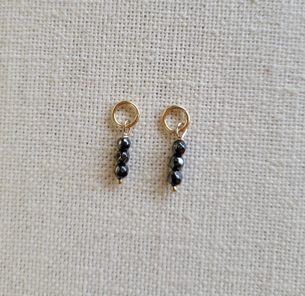 Triple Gem Hematite Gold Charm (Single)