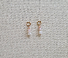 Triple Gem Moonstone Peach Moonstone Gold Charm (Single)